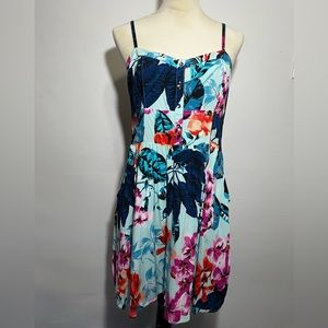 Express, Hawaiian flower print summer dress, L